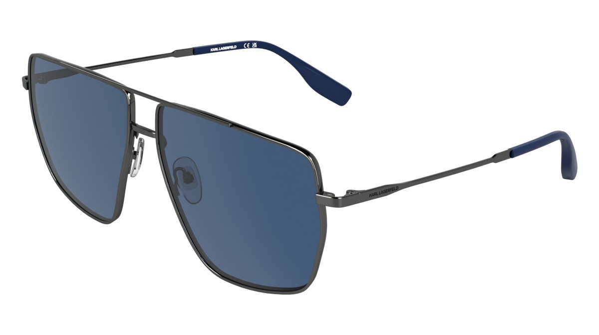 Occhiali da sole Karl Lagerfeld KL370S (015) colore dark gun forma navigator lenti solid blue