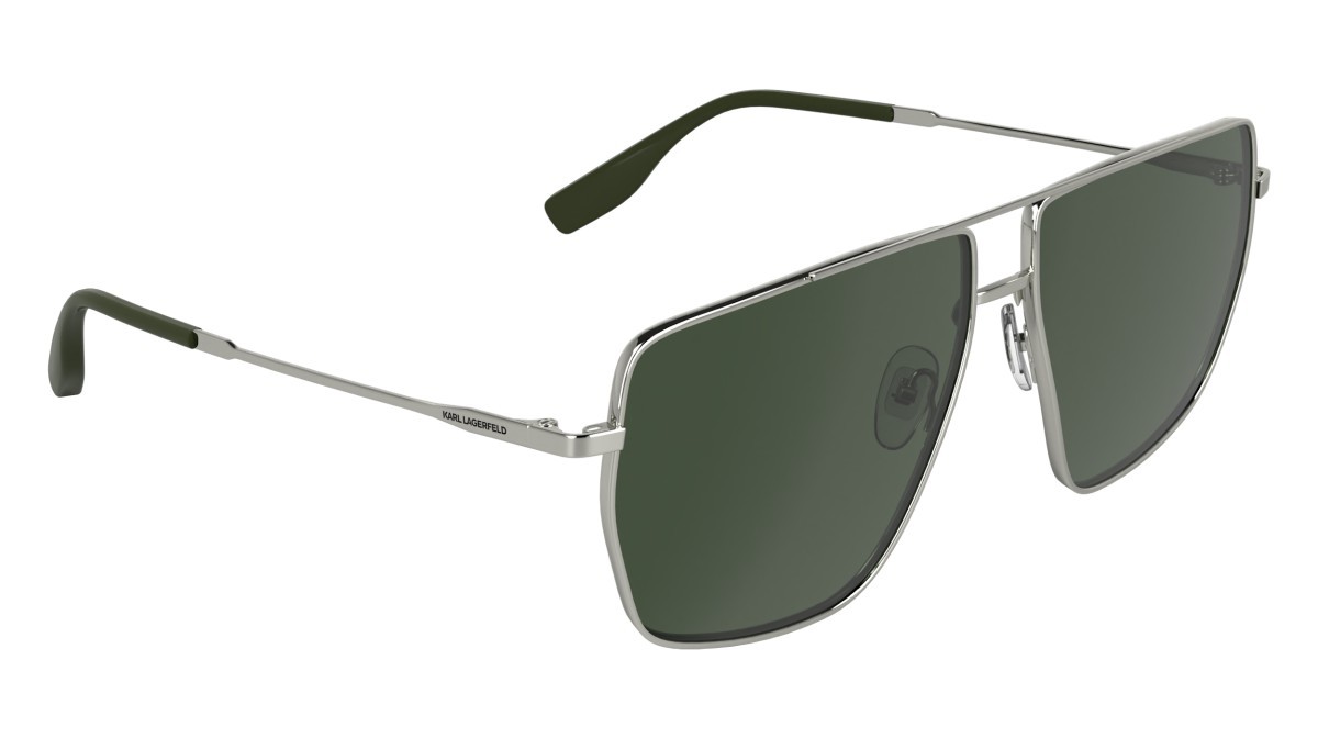 Occhiali da sole Karl Lagerfeld KL370S (040) colore silver forma navigator lenti solid khaki