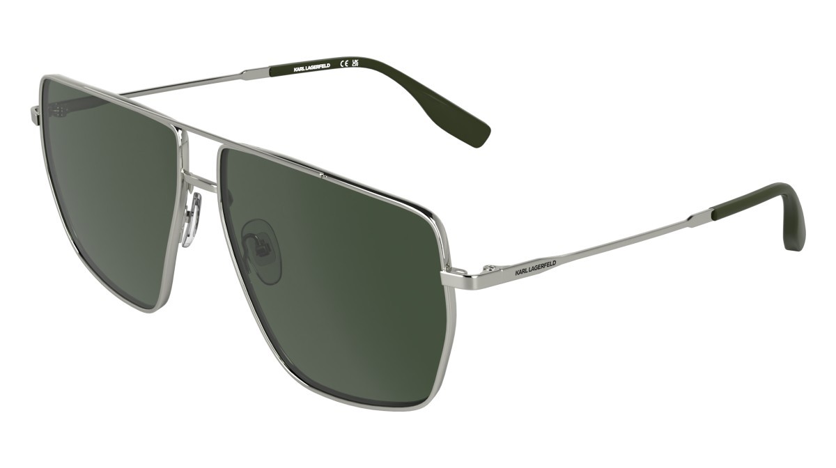 Occhiali da sole Karl Lagerfeld KL370S (040) colore silver forma navigator lenti solid khaki
