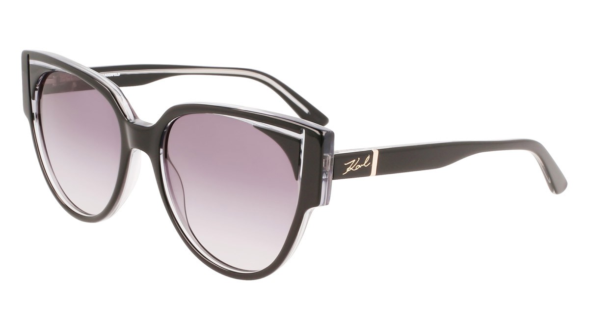 Sonnenbrillen Karl Lagerfeld KL6068S (005) farbe black/crystal form cat-eye gläser gradient grey