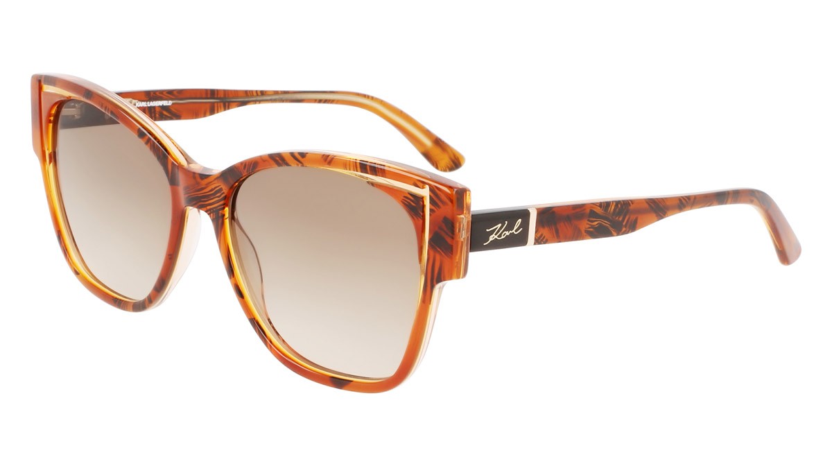 Sonnenbrillen Karl Lagerfeld KL6069S (812) farbe texture/peach form schmetterling gläser gradient khaki