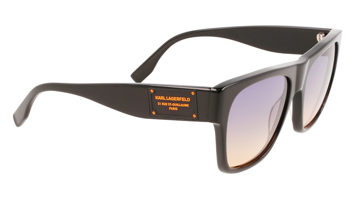 Sonnenbrillen Karl Lagerfeld KL6074S (001) farbe black form rechteckig gläser gradient blue ochre