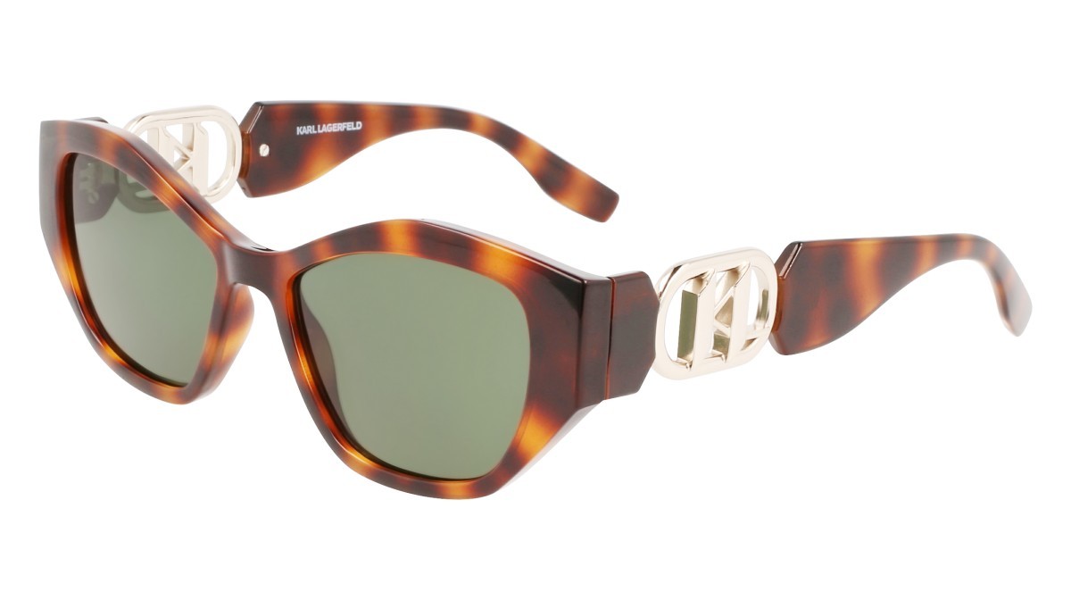 Sonnenbrillen Karl Lagerfeld KL6086S (240) farbe tortoise form rechteckig gläser solid green