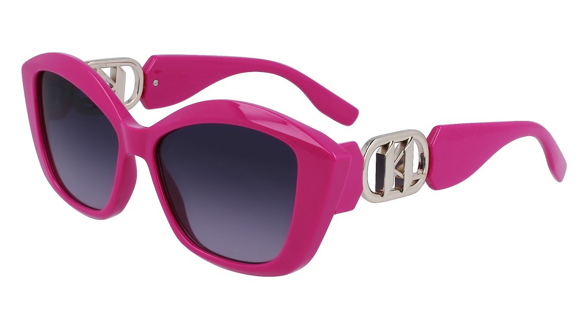 Sonnenbrillen Karl Lagerfeld KL6102S (525) farbe fuchsia form rechteckig gläser gradient grey