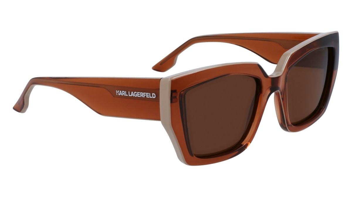 Sunglasses Karl Lagerfeld KL6143S (246) color light brown shape rectangle lenses solid brown