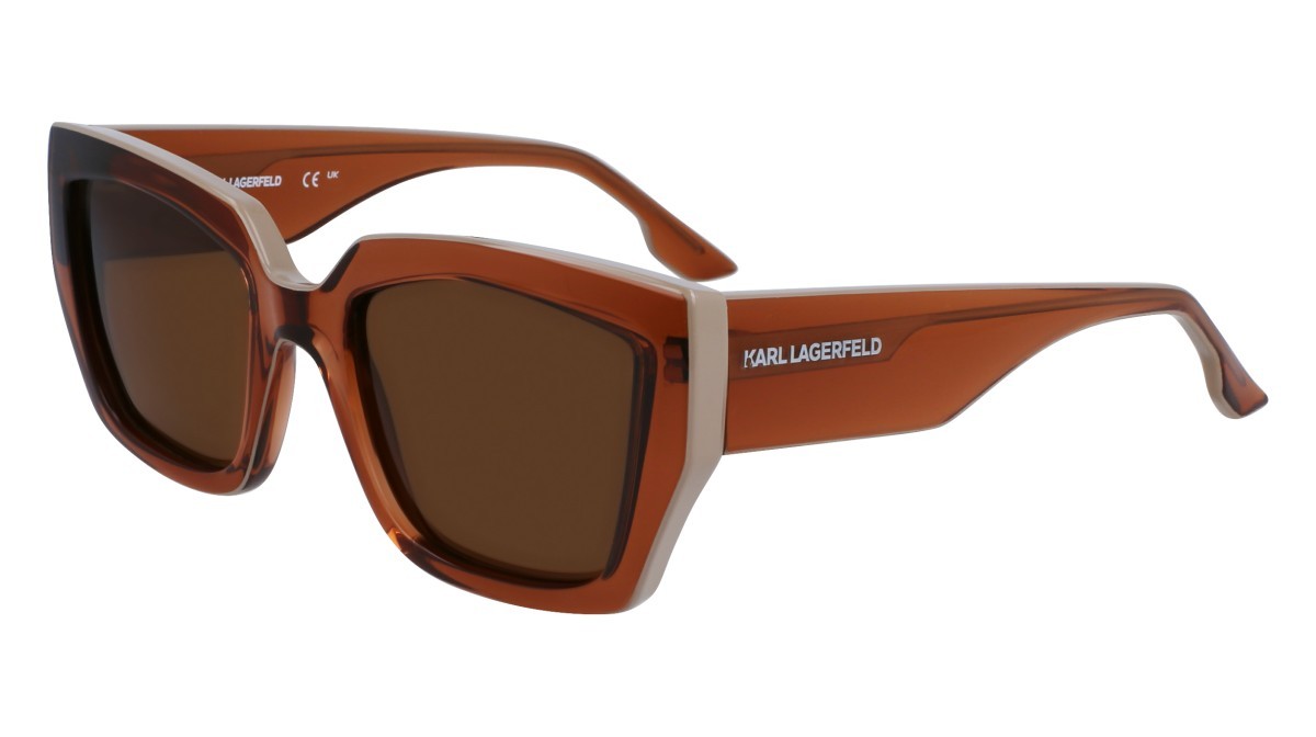 Sunglasses Karl Lagerfeld KL6143S (246) color light brown shape rectangle lenses solid brown