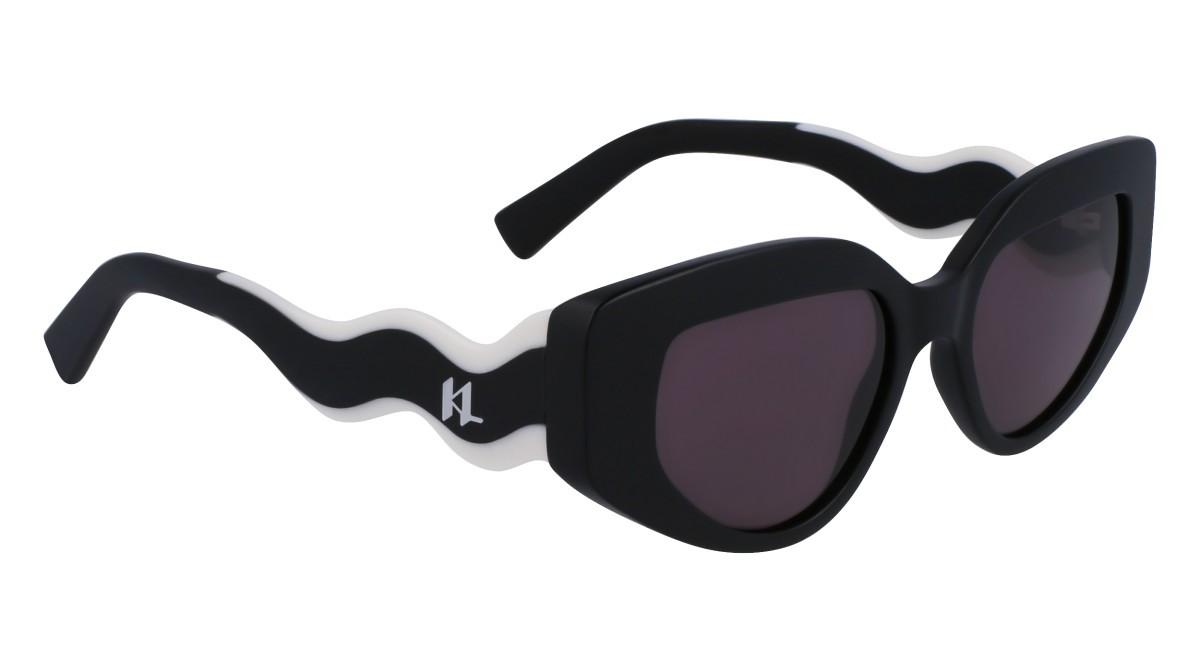 Sonnenbrillen Karl Lagerfeld KL6144S (002) farbe matte black form cat-eye gläser solid smoke