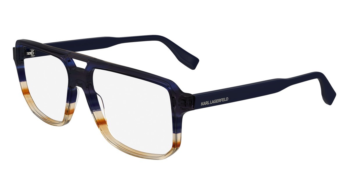 Occhiali da vista Karl Lagerfeld KL6156 (424) colore blue/striped brown forma aviator 