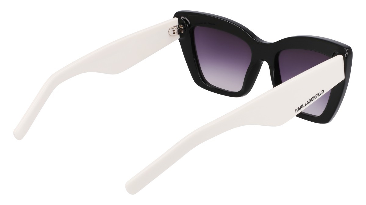 Occhiali da sole Karl Lagerfeld KL6158S (006) colore black/white forma cat eye lenti gradient grey