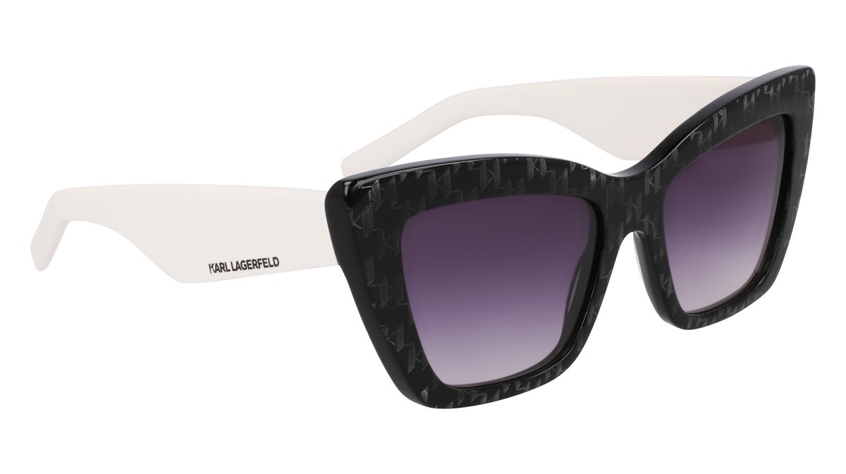 Occhiali da sole Karl Lagerfeld KL6158S (006) colore black/white forma cat eye lenti gradient grey