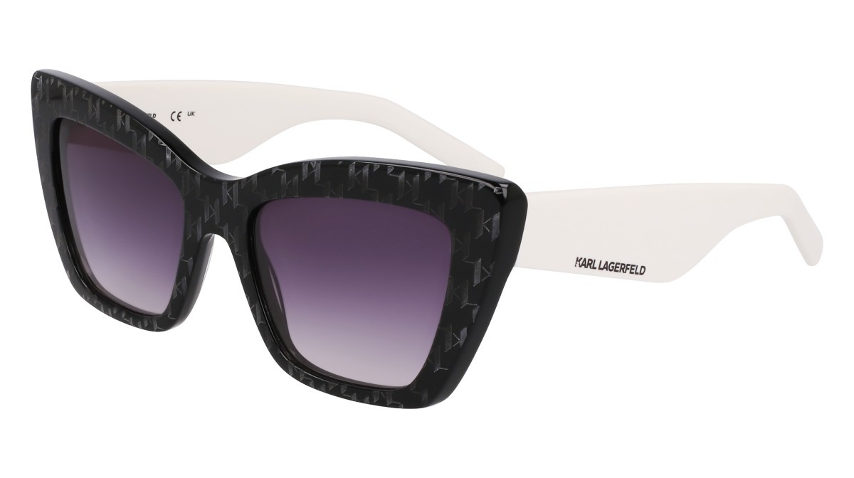 Occhiali da sole Karl Lagerfeld KL6158S (006) colore black/white forma cat eye lenti gradient grey