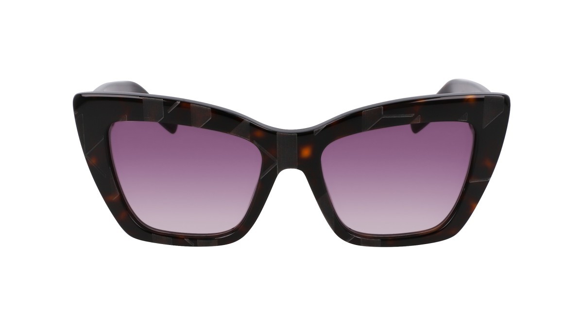 Occhiali da sole Karl Lagerfeld KL6158S (242) colore dark tortoise forma cat eye lenti grey gradient