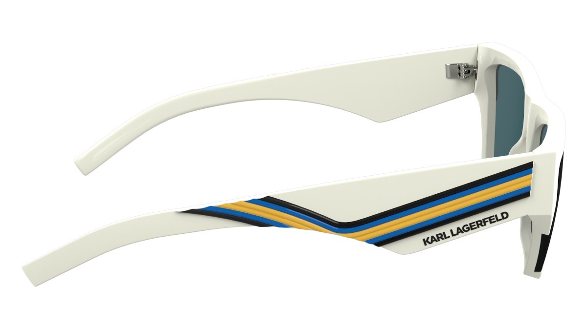 Sonnenbrillen Karl Lagerfeld KL6163S (105) farbe shiny white form rechteckig gläser solid blue