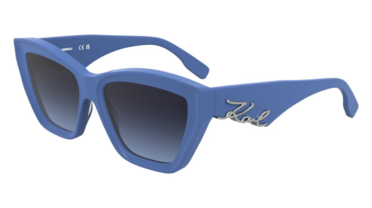 Occhiali da sole Karl Lagerfeld KL6179S (423) colore sky blue forma cat eye lenti gradient violet azure