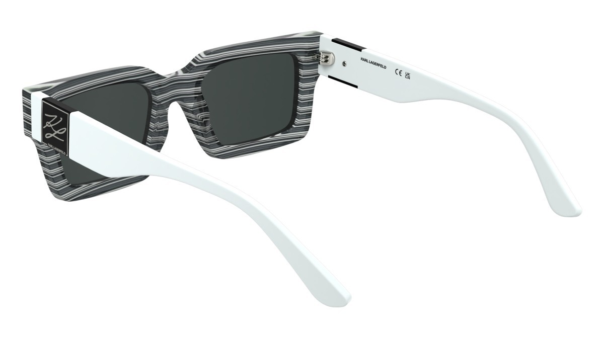 Sunglasses Karl Lagerfeld KL6182S (008) color striped black shape rectangle lenses solid smoke
