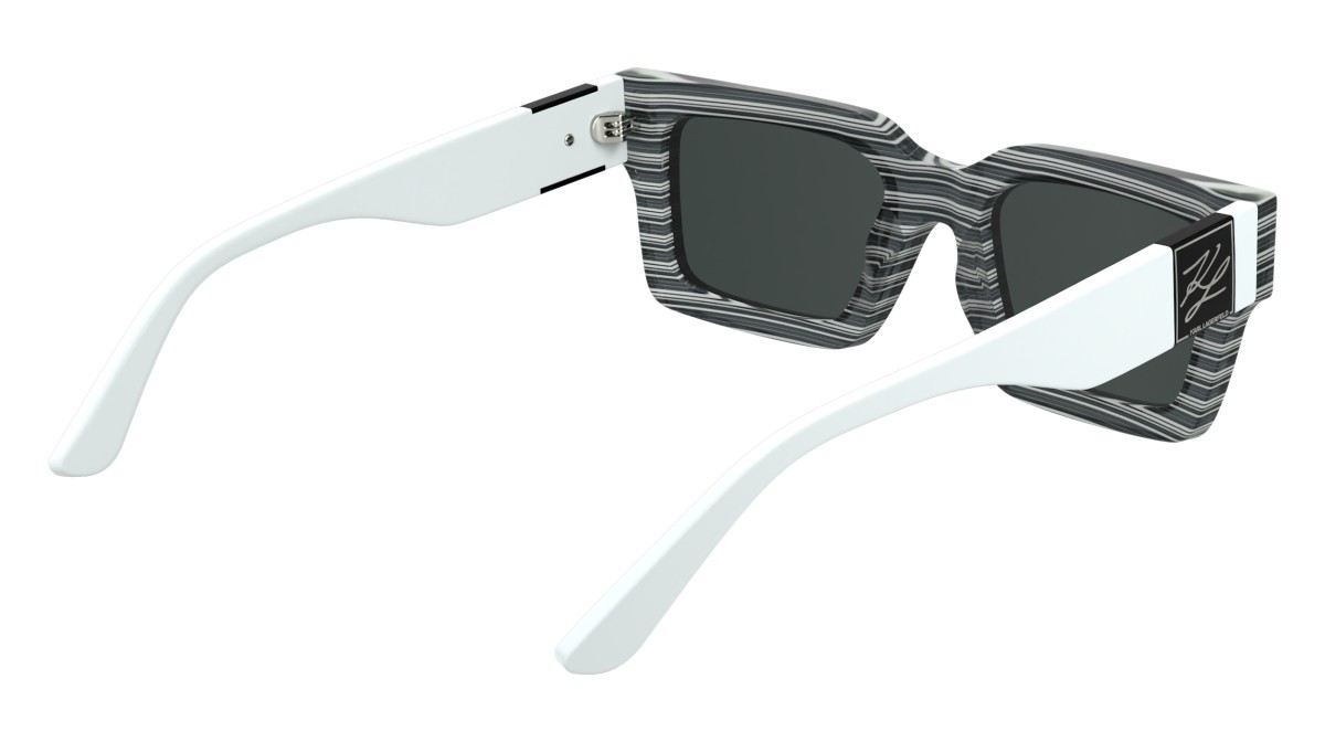 Sunglasses Karl Lagerfeld KL6182S (008) color striped black shape rectangle lenses solid smoke