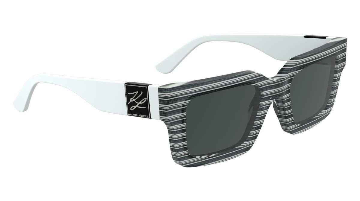 Sunglasses Karl Lagerfeld KL6182S (008) color striped black shape rectangle lenses solid smoke
