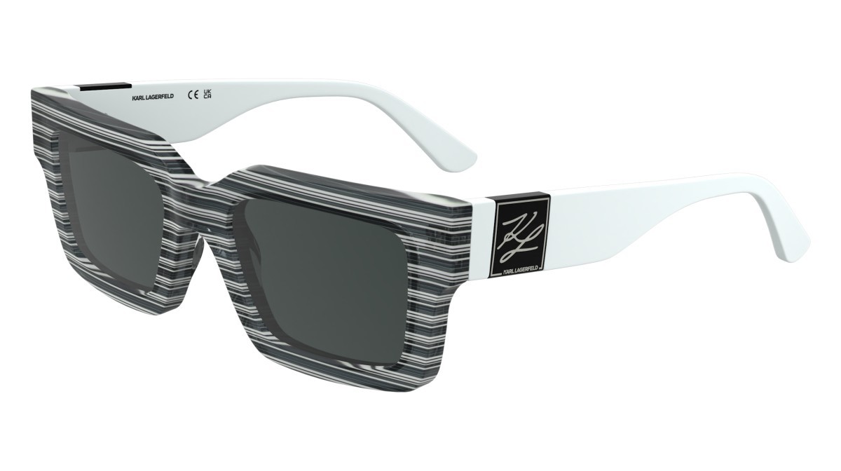 Sunglasses Karl Lagerfeld KL6182S (008) color striped black shape rectangle lenses solid smoke