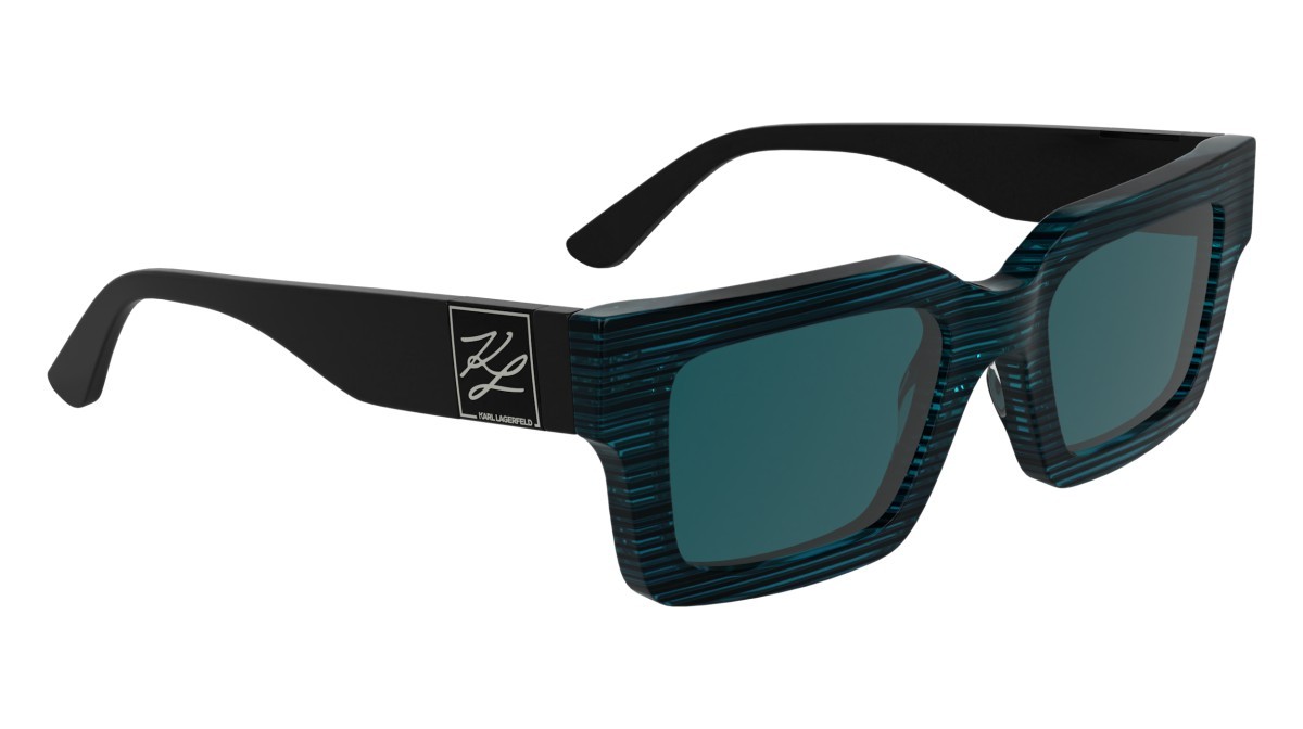 Occhiali da sole Karl Lagerfeld KL6182S (422) colore striped blue forma rettangolare lenti solid petrol