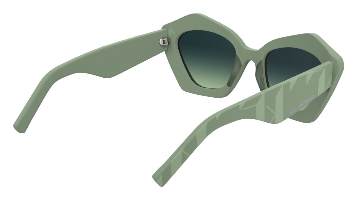 Occhiali da sole Karl Lagerfeld KL6199S (316) colore sage forma rettangolare lenti gradient petrol/acid green