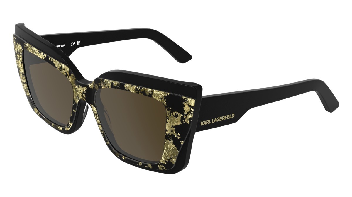 Occhiali da sole Karl Lagerfeld KL6204S (005) colore black/gold forma rettangolare lenti solid brown