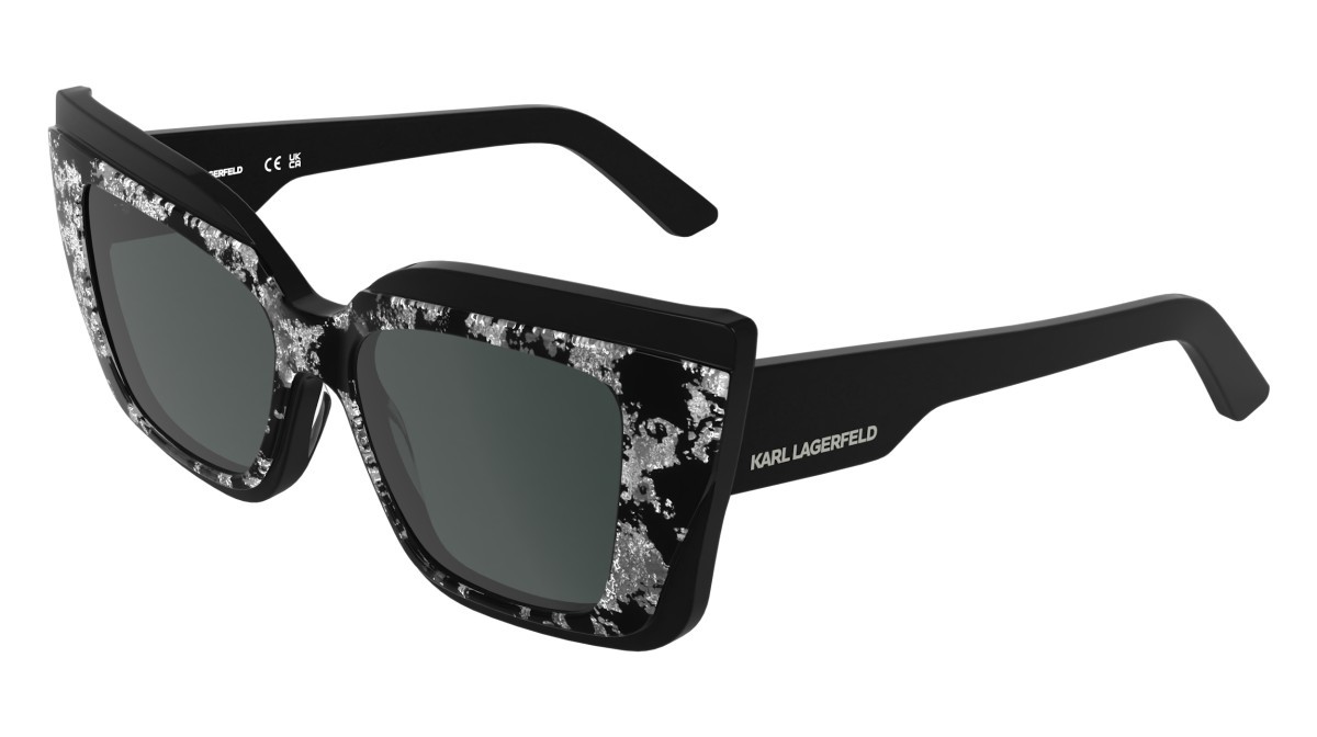 Occhiali da sole Karl Lagerfeld KL6204S (009) colore black/silver forma rettangolare lenti solid smoke