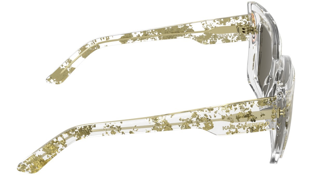 Sunglasses Karl Lagerfeld KL6204S (971) color crystal gold shape rectangle lenses solid nude