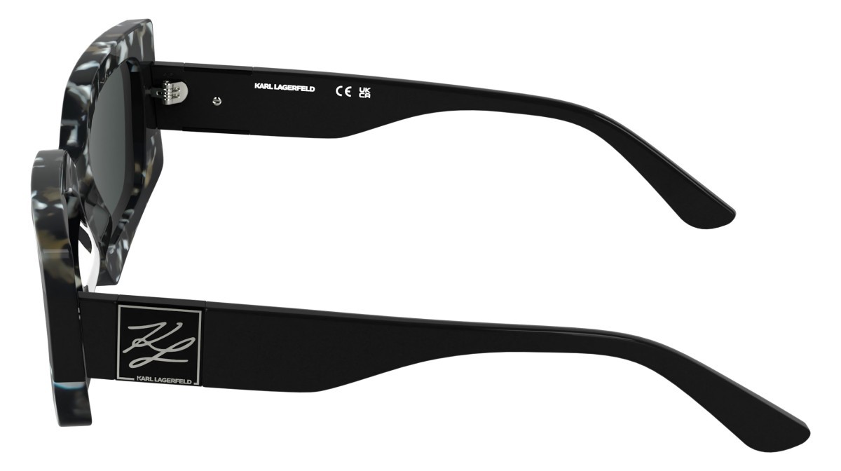 Occhiali da sole Karl Lagerfeld KL6206S (027) colore marble black/black forma rettangolare lenti solid smoke