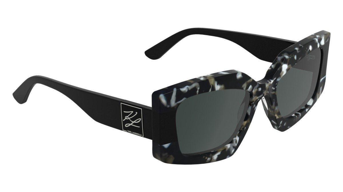 Occhiali da sole Karl Lagerfeld KL6206S (027) colore marble black/black forma rettangolare lenti solid smoke