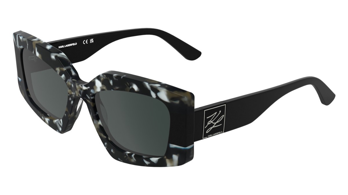 Occhiali da sole Karl Lagerfeld KL6206S (027) colore marble black/black forma rettangolare lenti solid smoke