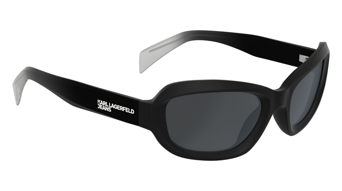 Sonnenbrillen Karl Lagerfeld KLJ6200S (005) farbe black/crystal form rechteckig gläser grey w/ silver flash