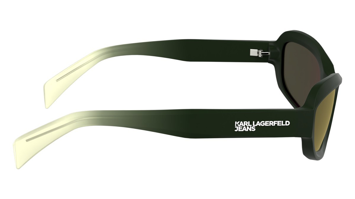 Sonnenbrillen Karl Lagerfeld KLJ6200S (305) farbe khaki/champagne form rechteckig gläser gold mirror