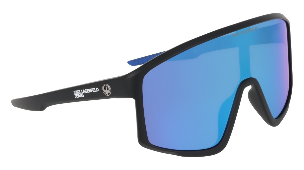 Occhiali da sole Karl Lagerfeld KLJ6228S (008) colore matte black/ll blue ion forma mask lenti blue ion