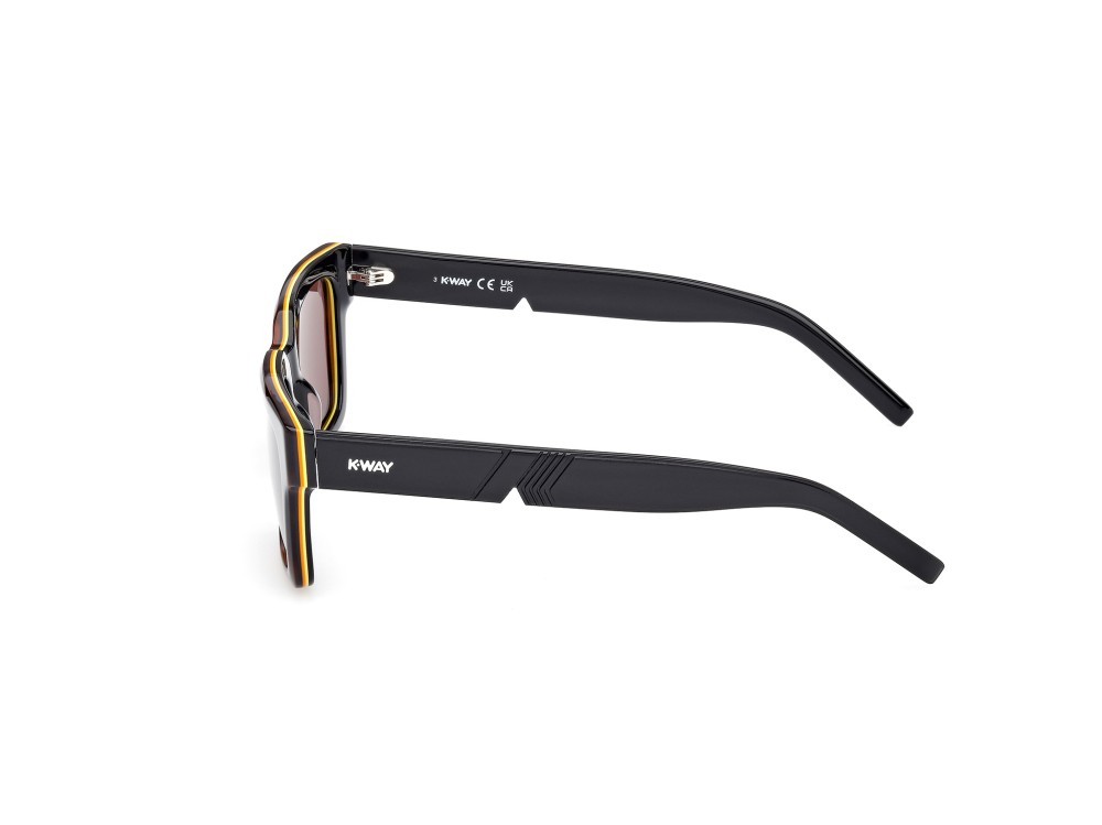 Occhiali da sole K-Way KW0001 (56E) colore avana/monocolore - nero lucido forma rettangolare lenti marrone