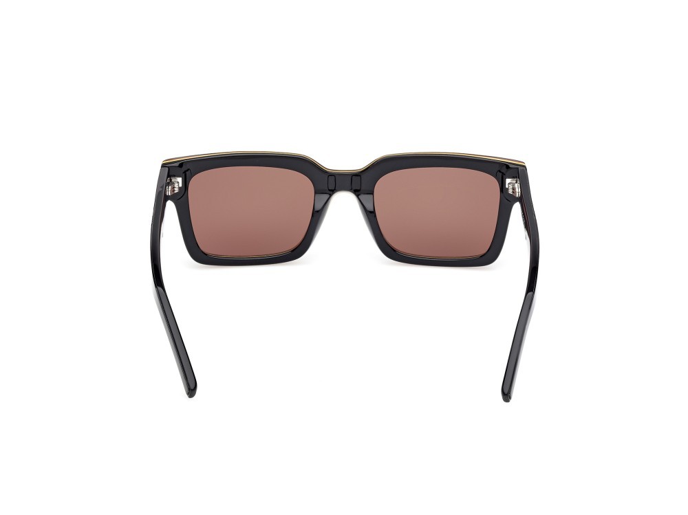 Occhiali da sole K-Way KW0001 (56E) colore avana/monocolore - nero lucido forma rettangolare lenti marrone