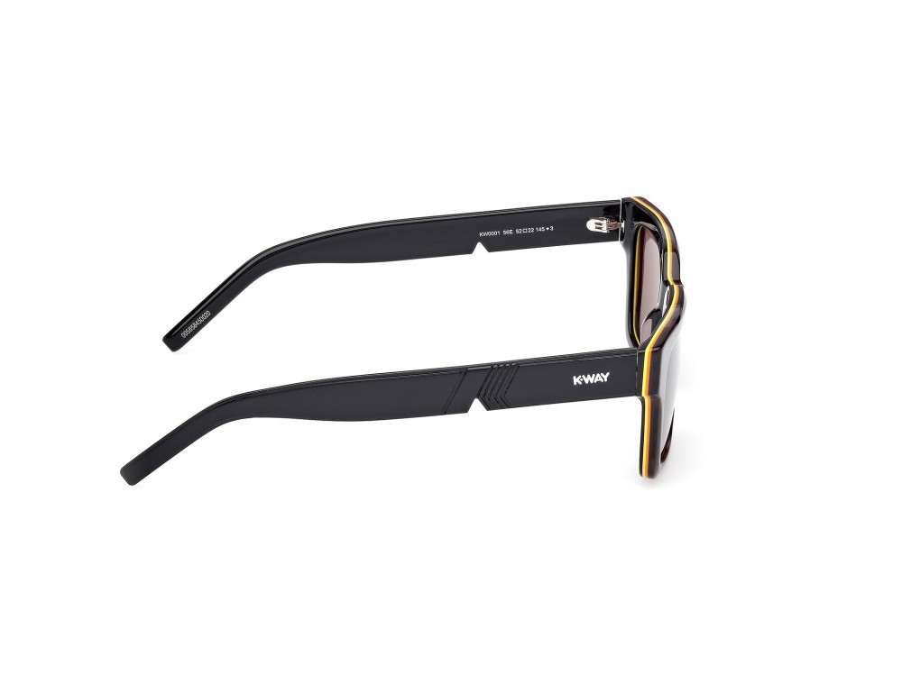 Occhiali da sole K-Way KW0001 (56E) colore avana/monocolore - nero lucido forma rettangolare lenti marrone