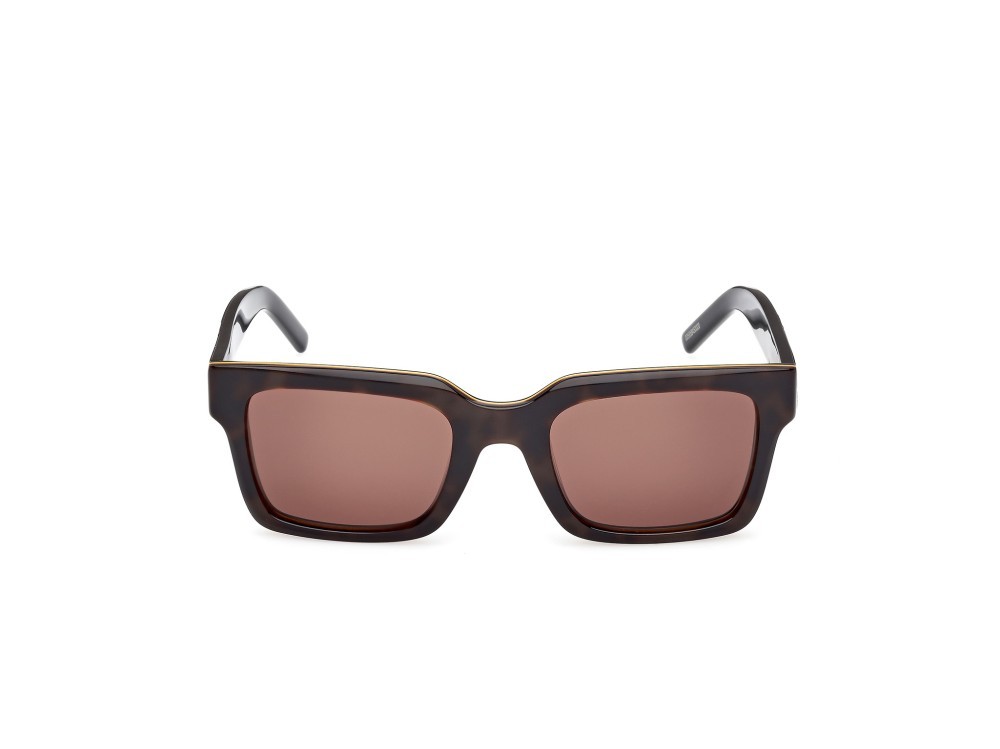 Occhiali da sole K-Way KW0001 (56E) colore avana/monocolore - nero lucido forma rettangolare lenti marrone