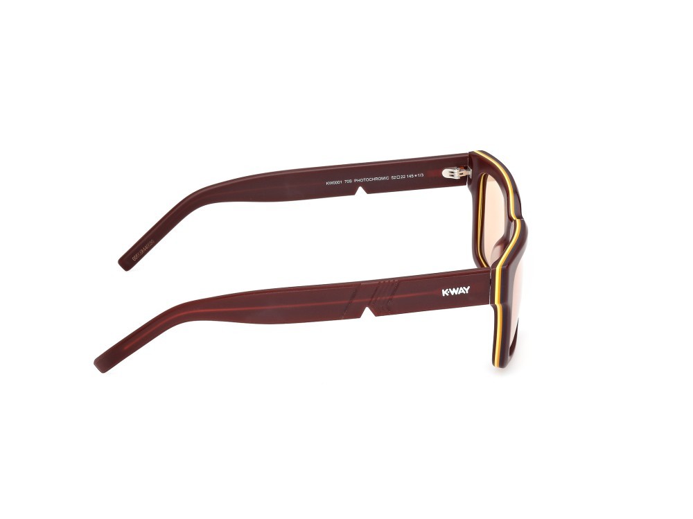 Occhiali da sole K-Way KW0001 (70S) colore bordeaux opaco forma rettangolare lenti bordeaux