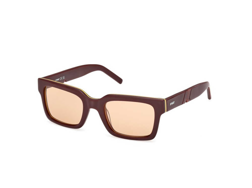 Occhiali da sole K-Way KW0001 (70S) colore bordeaux opaco forma rettangolare lenti bordeaux