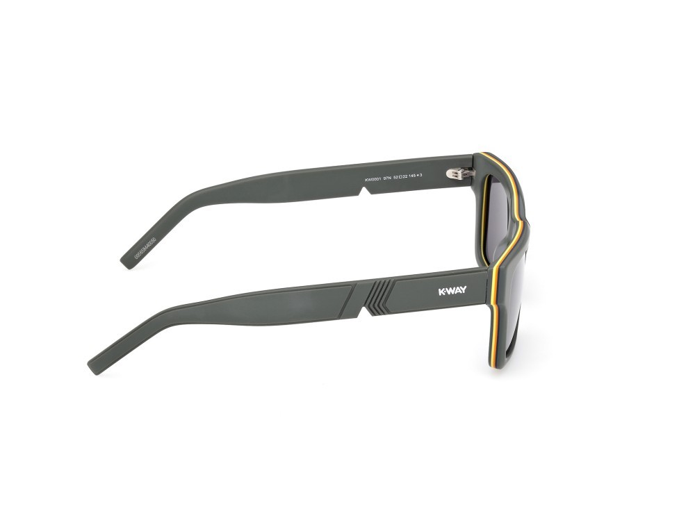 Occhiali da sole K-Way KW0001 (97N) colore verde scuro opaco forma rettangolare lenti verde