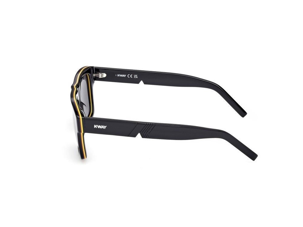 Sunglasses K-Way KW0003 (01A) color nero lucido shape rectangle lenses fumo