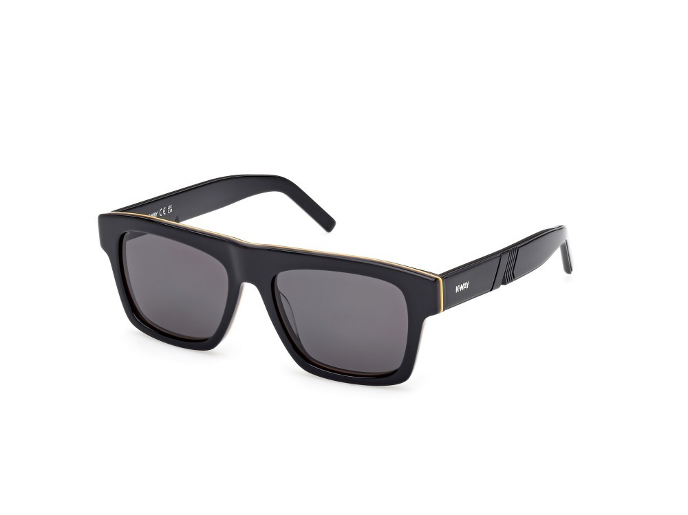 Sunglasses K-Way KW0003 (01A) color nero lucido shape rectangle lenses fumo