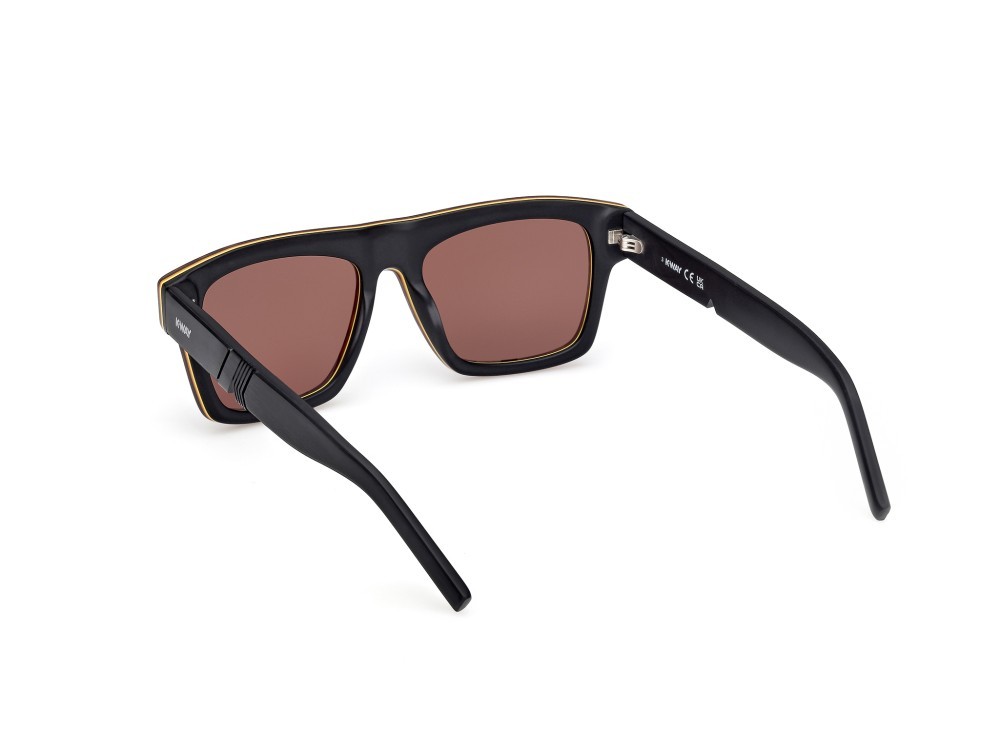 Sunglasses K-Way KW0003 (56E) color avana/monocolore - nero opaco shape rectangle lenses marrone