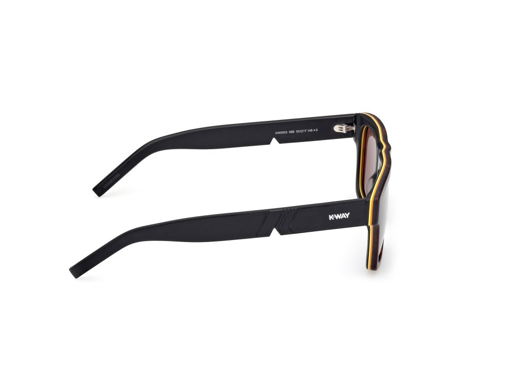 Sunglasses K-Way KW0003 (56E) color avana/monocolore - nero opaco shape rectangle lenses marrone