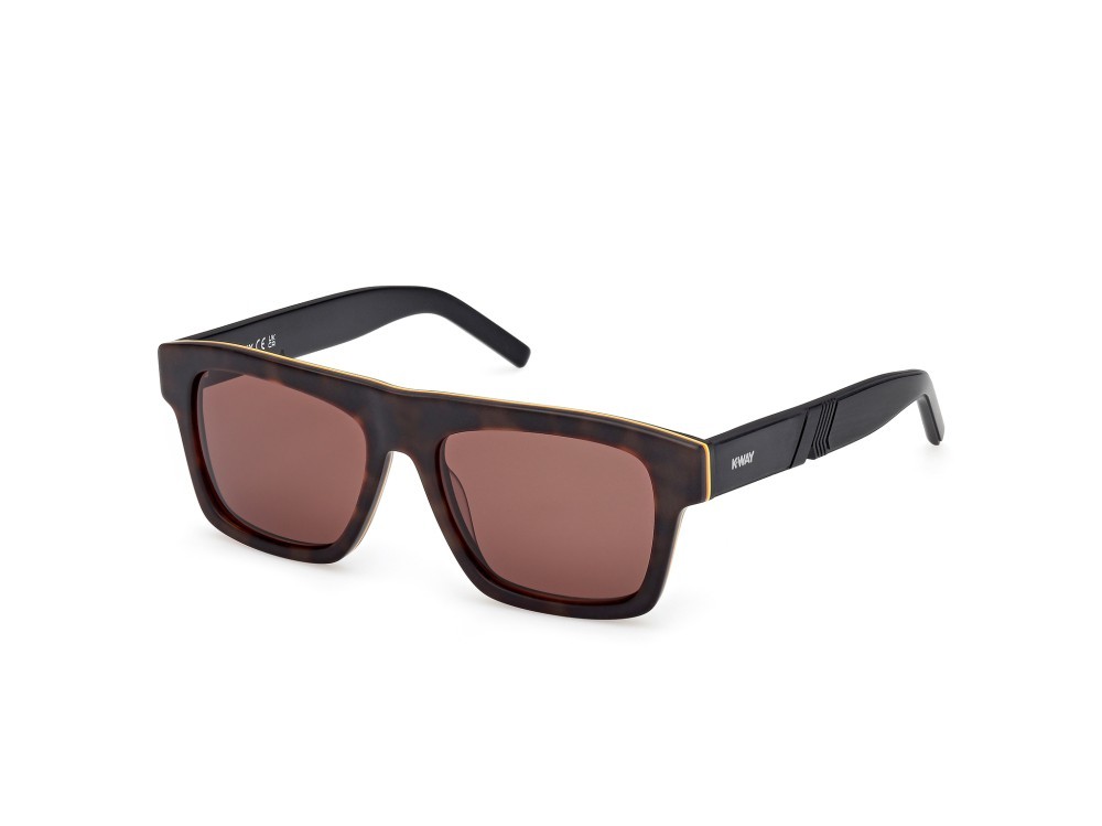 Sunglasses K-Way KW0003 (56E) color avana/monocolore - nero opaco shape rectangle lenses marrone