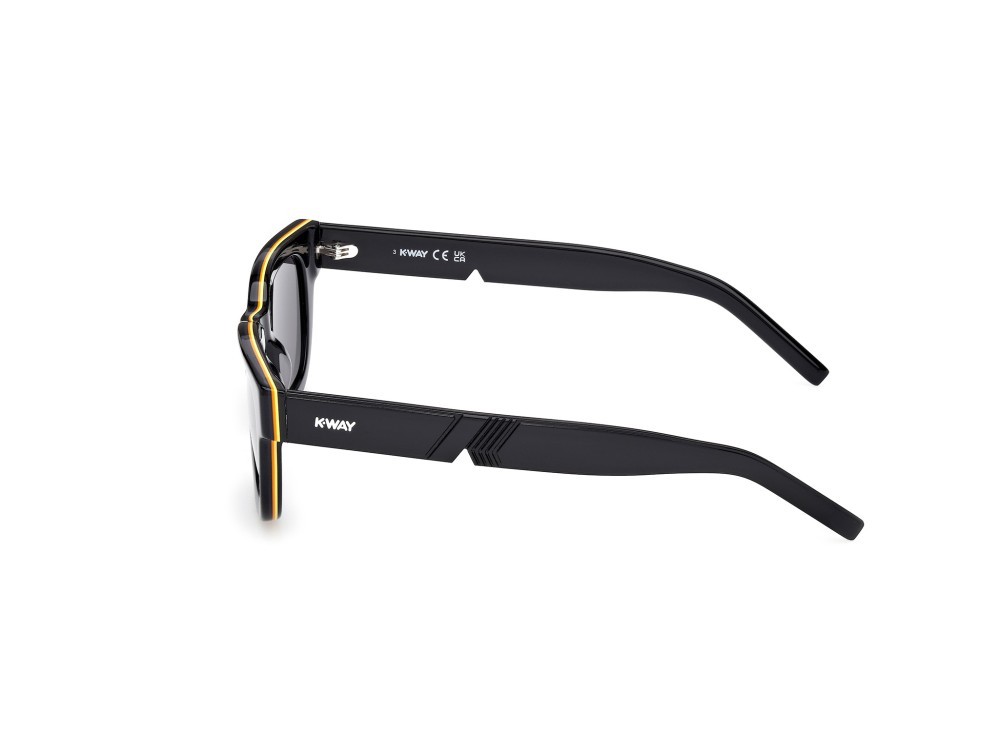 Occhiali da sole K-Way KW0004 (01A) colore nero lucido forma rettangolare lenti fumo