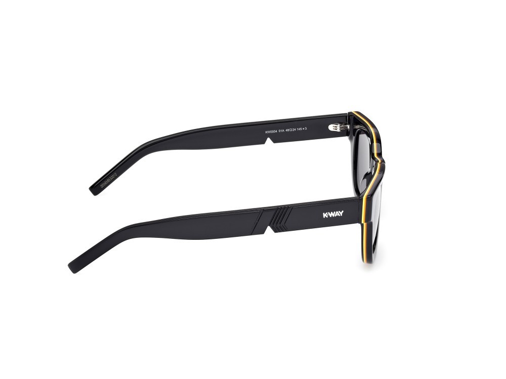 Occhiali da sole K-Way KW0004 (01A) colore nero lucido forma rettangolare lenti fumo