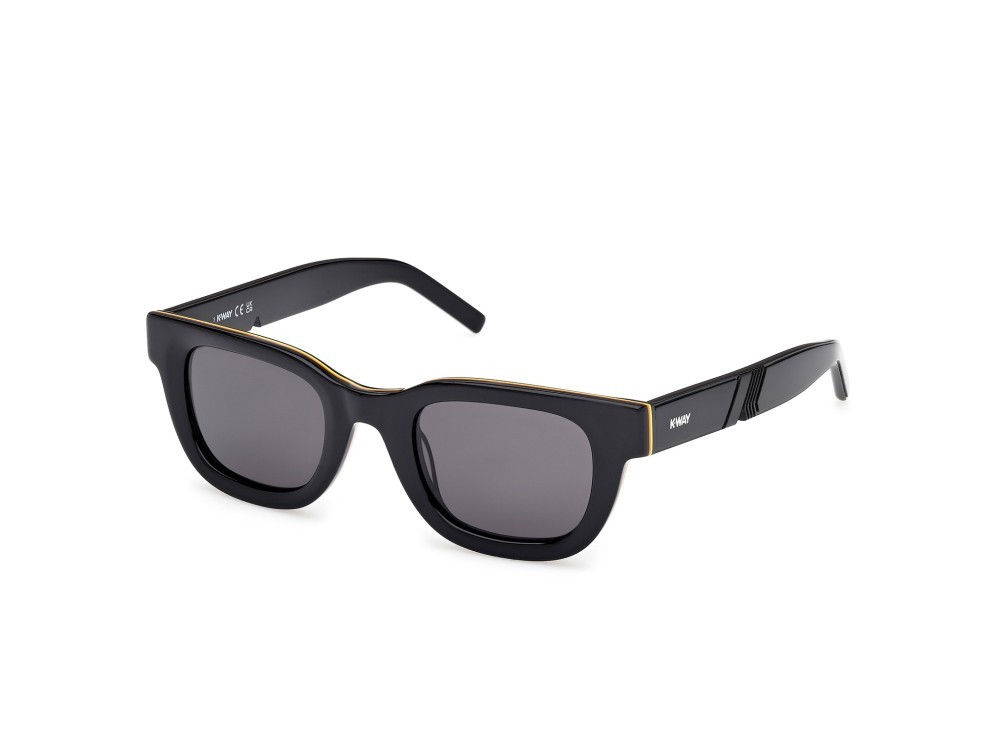 Occhiali da sole K-Way KW0004 (01A) colore nero lucido forma rettangolare lenti fumo