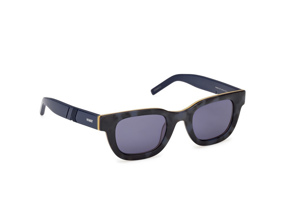 Sunglasses K-Way KW0004 (56V) color avana/monocolore - blu opaco shape rectangle lenses blu