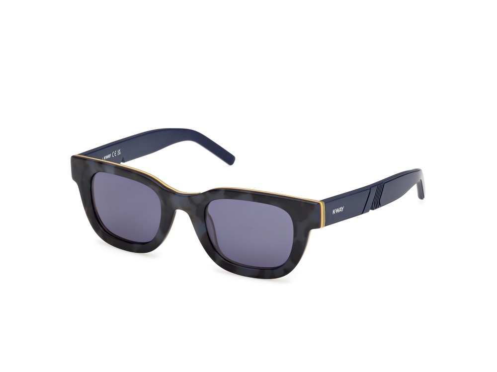 Sunglasses K-Way KW0004 (56V) color avana/monocolore - blu opaco shape rectangle lenses blu